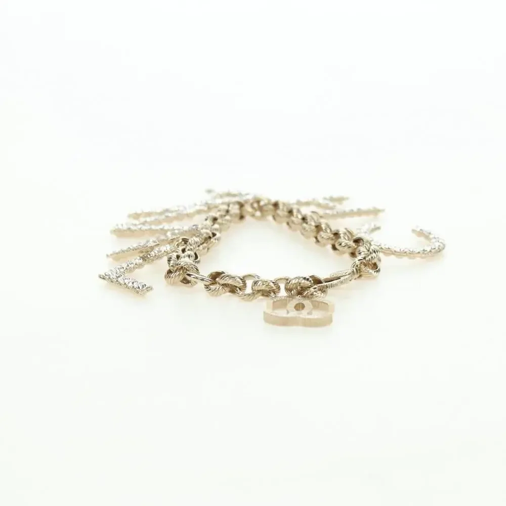 Chanel Logo Bracelet Metal Champagne Gold CC
